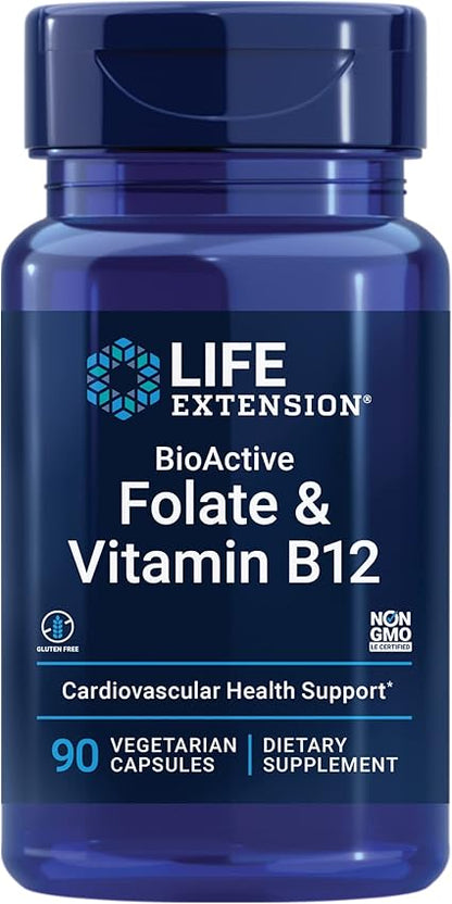 BioActive Folate & Vitamin B-12 Capsules by Life Extension