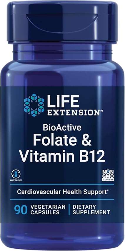 BioActive Folate & Vitamin B-12 Capsules by Life Extension
