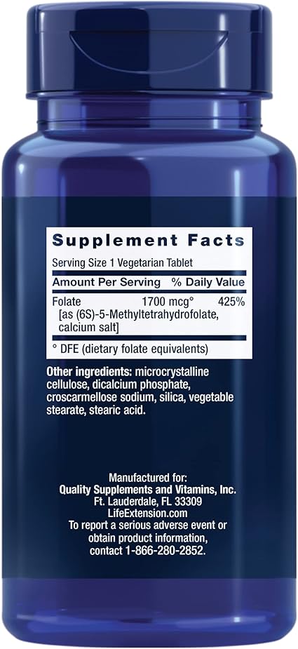 Optimized Folate 1700mcg Tablets by Life Extension