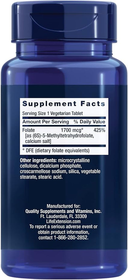 Optimized Folate 1700mcg Tablets by Life Extension