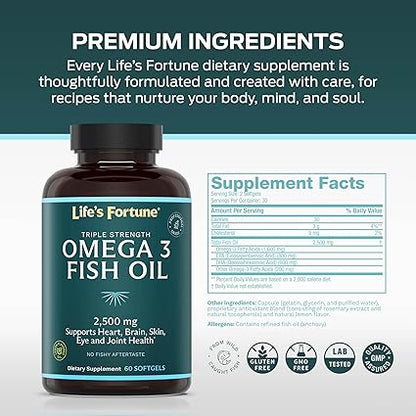 Triple Strength Omega 3 Fish Oil Softgels by Life's Fortune