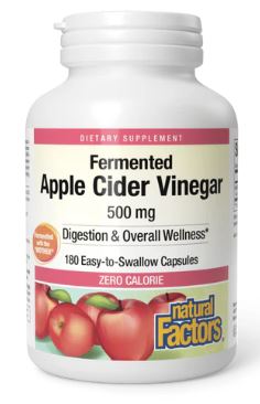 Fermented Apple Cider Vinegar 500mg Capsules by Natural Factors