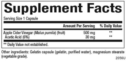 Fermented Apple Cider Vinegar 500mg Capsules by Natural Factors