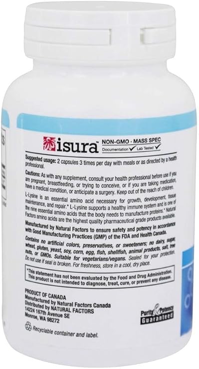 L-Lysine 500mg Capsules by Natural Factors