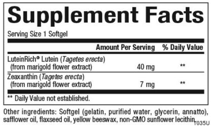 Lutein 40mg Softgels by Natural Factors