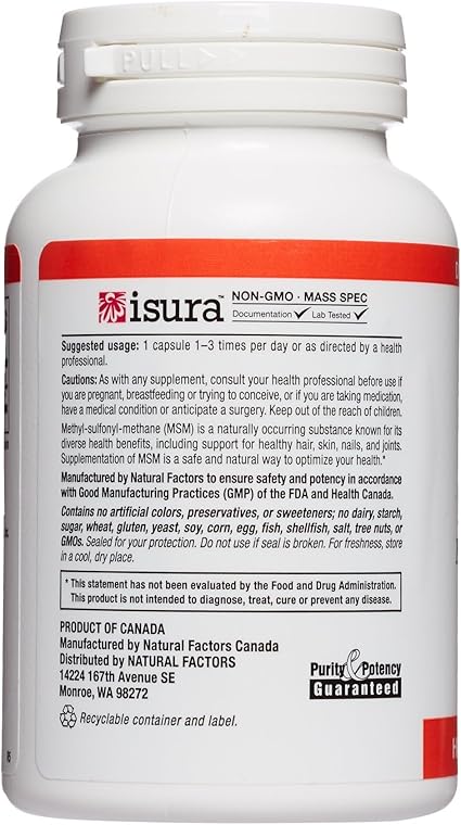 MSM 1000mg Capsules by Natural Factors