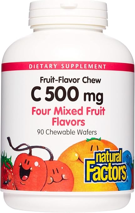 Vitamin C 500mg Mixed Fruit Chewable Tablets by Natural Factors