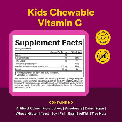 Vitamin C 500mg Mixed Fruit Chewable Tablets by Natural Factors