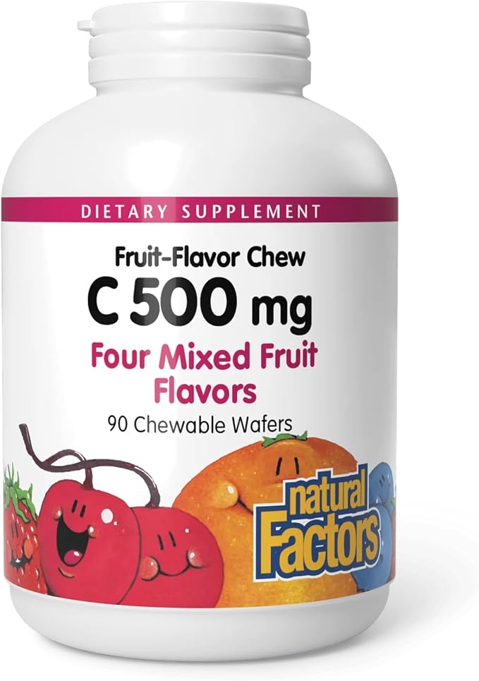 Vitamin C 500mg Mixed Fruit Chewable Tablets by Natural Factors