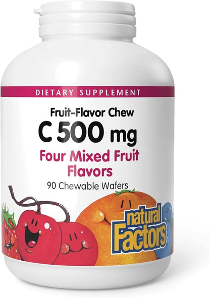 Vitamin C 500mg Mixed Fruit Chewable Tablets by Natural Factors