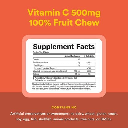 Vitamin C 500mg Orange Chewable Tablets by Natural Factors