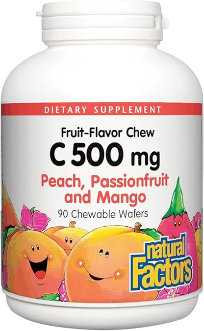 Vitamin C 500mg Peach, Passionfruit, & Mango Chewable Tablets by Natural Factors