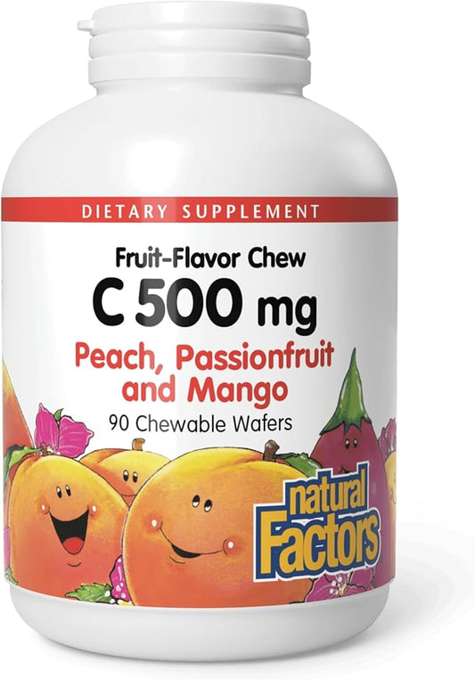 Vitamin C 500mg Peach, Passionfruit, & Mango Chewable Tablets by Natural Factors