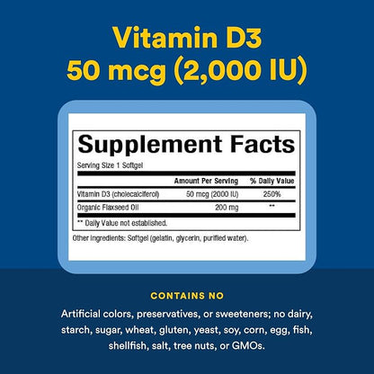 Vitamin D3 2000iu Softgels by Natural Factors