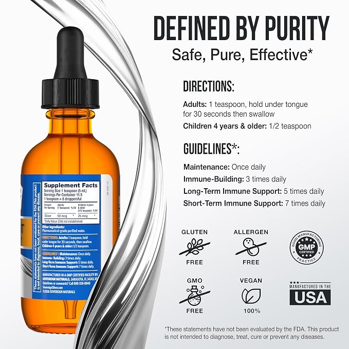 Colloidal Silver 10 PPM Dropper Top by Sovereign Silver