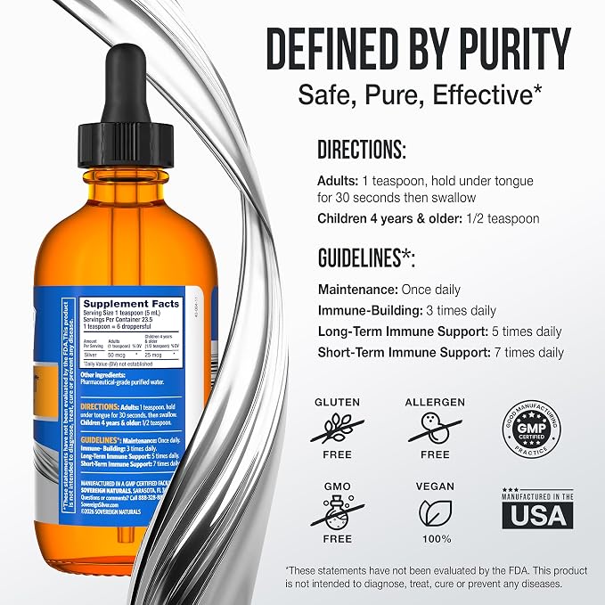 Colloidal Silver 10 PPM Dropper Top by Sovereign Silver