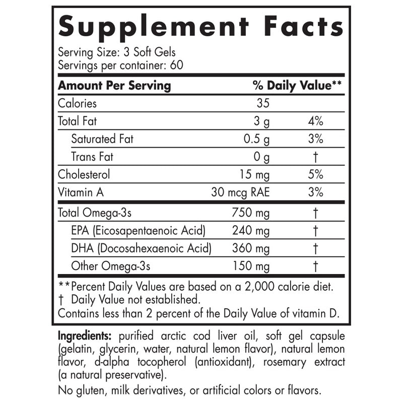 Arctic Cod Liver Oil 180sg by Nordic Naturals