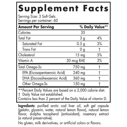 Arctic Cod Liver Oil 180sg by Nordic Naturals