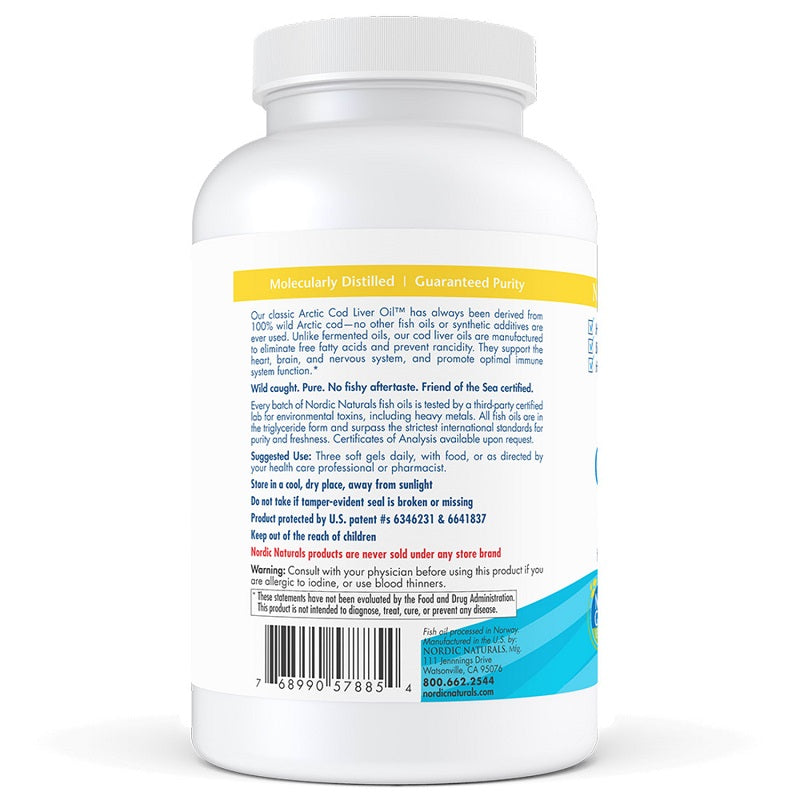 Arctic Cod Liver Oil 180sg by Nordic Naturals