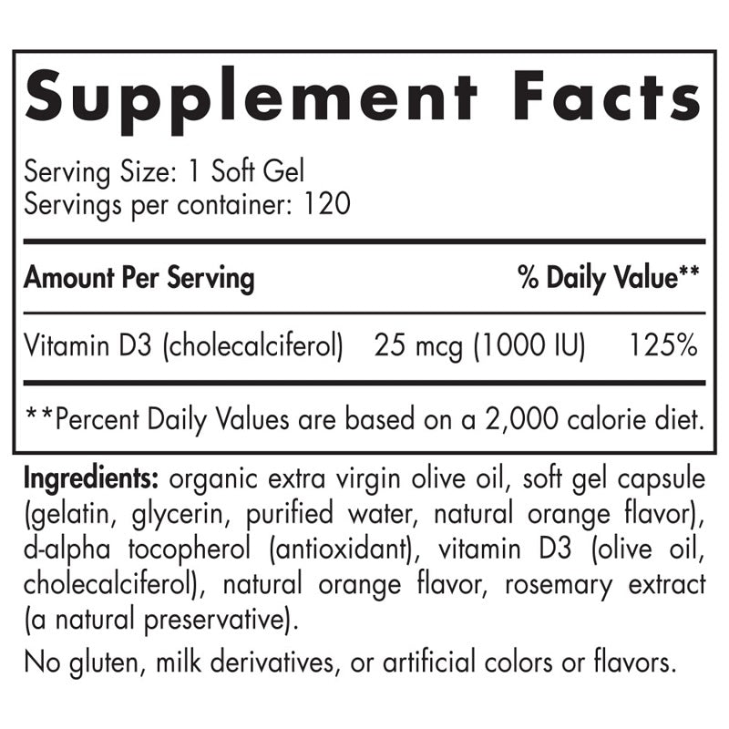 Vitamin D3 1,000 IU 120sg by Nordic Naturals