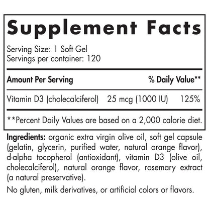 Vitamin D3 1,000 IU 120sg by Nordic Naturals