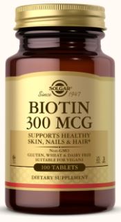 Biotin 300mcg Tablets by Solgar