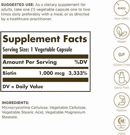 Biotin 1000mcg Capsules by Solgar