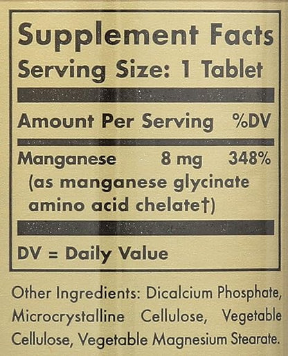 Chelated Manganese 8mg Tablets by Solgar