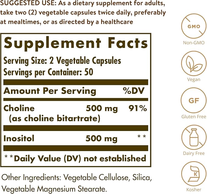 Choline & Inositol Cpsules by Solgar