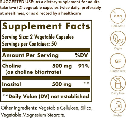 Choline & Inositol Cpsules by Solgar