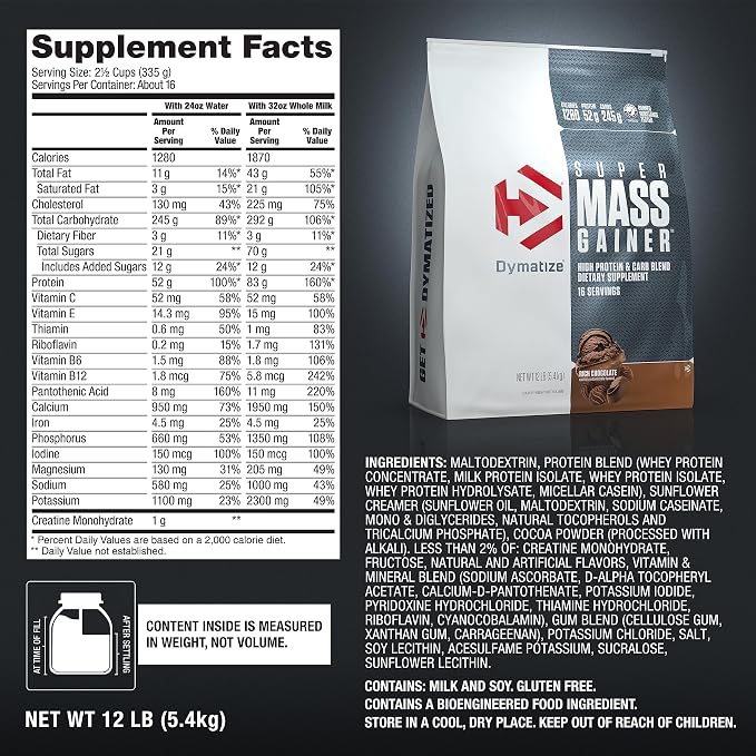 Super Mass Gainer Rich Chocolate 12lb by Dymatize