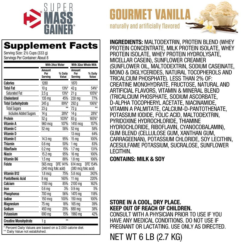 Super Mass Gainer Gourmet Vanilla 6lb by Dymatize