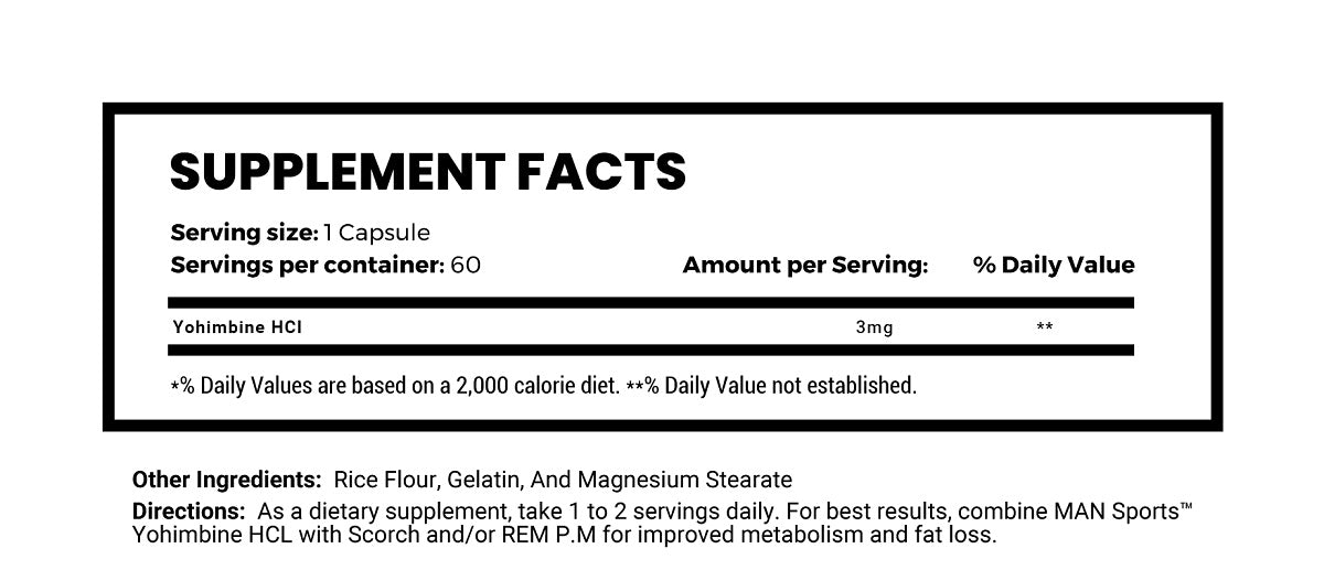 Yohimbine HCL 60caps by MAN Sports