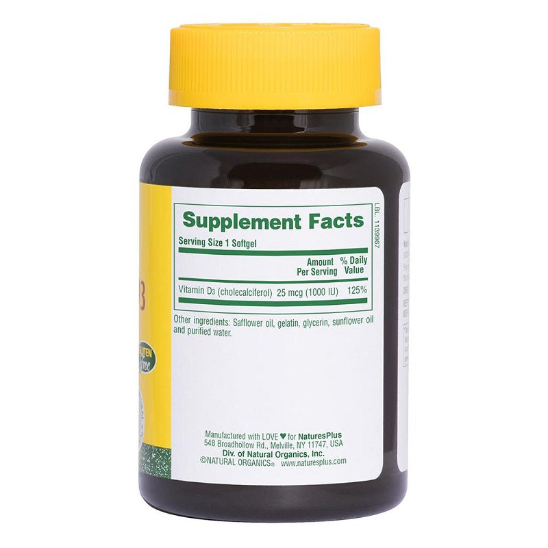 Vitamin D3 1,000 IU 180sg by NaturesPlus