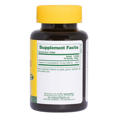 Vitamin D3 1,000 IU 180sg by NaturesPlus