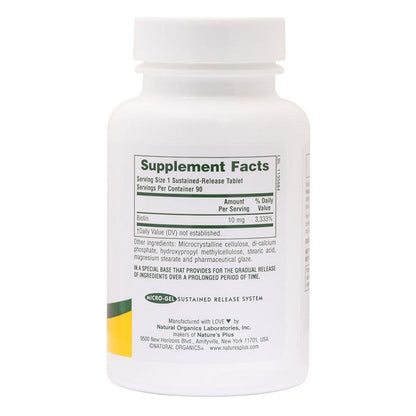 Biotin 10,000mcg 90tabs by NaturesPlus