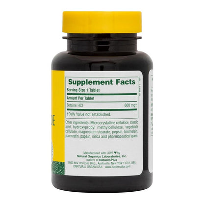 Betaine Hydrochloride 600mg 90tabs by NaturesPlus