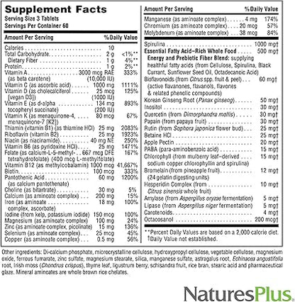 Source of Life Multivitamin No-Iron 180tabs by NaturesPlus