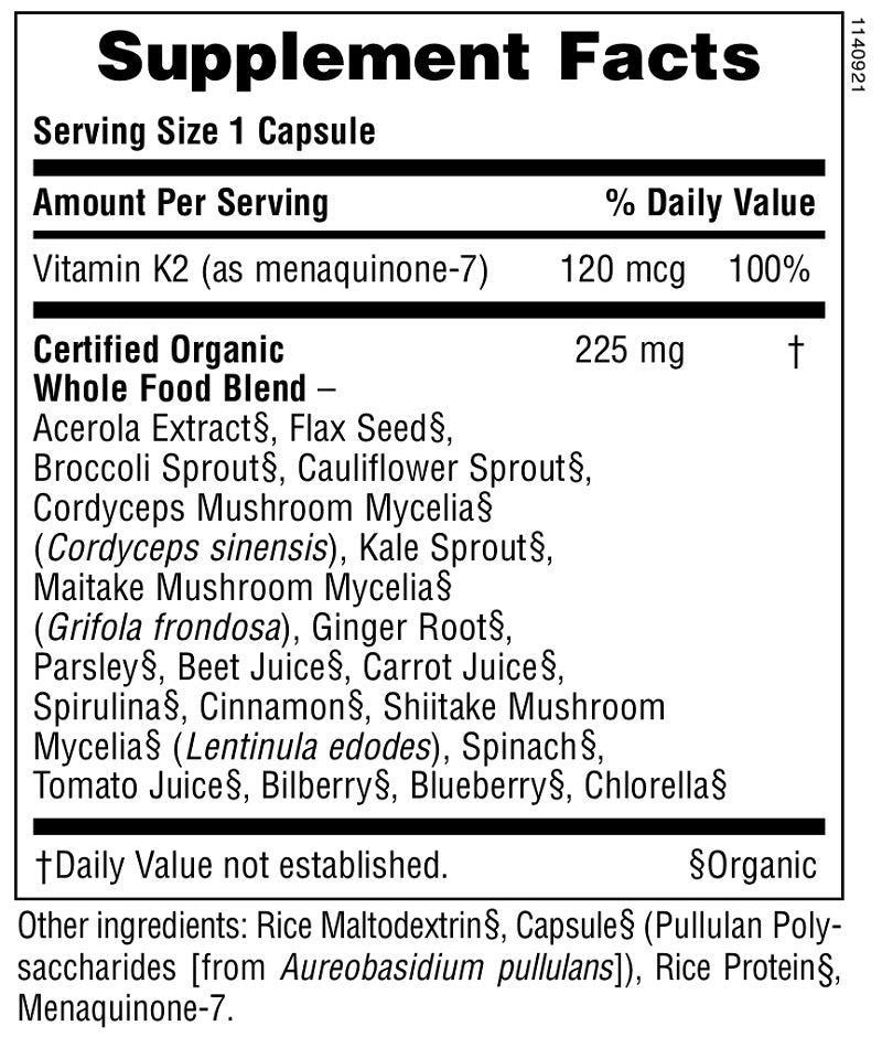 Source of Life Garden Vitamin K2 120mcg 60VegCaps by NaturesPlus