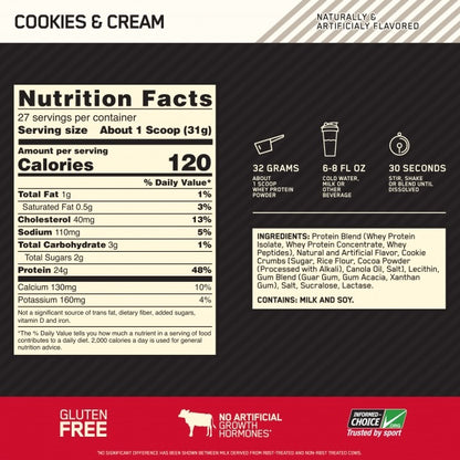 Gold Standard Whey Cookies & Cream 2lb by Optimum Nutrition