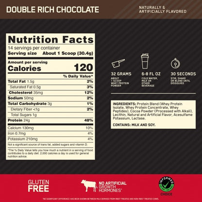 Gold Standard Whey Double Rich Chocolate 1lb by Optimum Nutrition