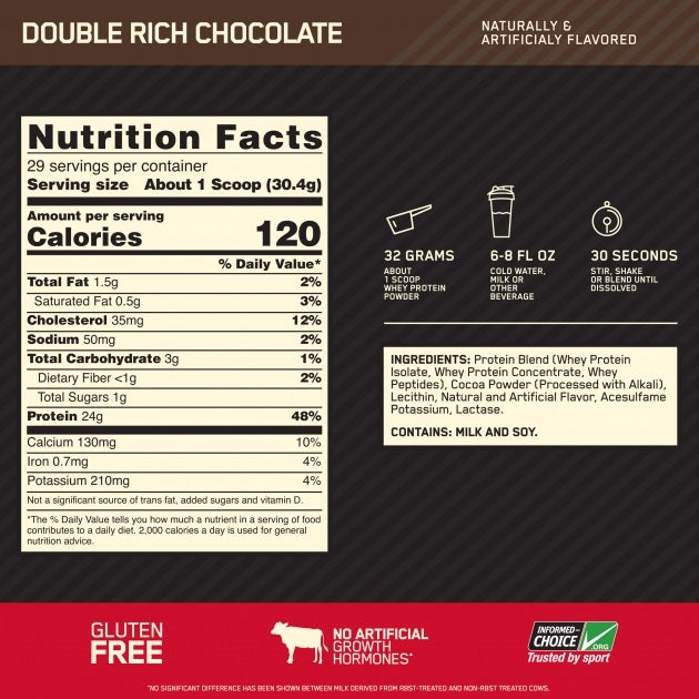 Gold Standard Whey Double Rich Chocolate 2lb by Optimum Nutrition