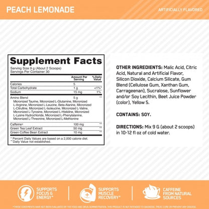 Amino Energy Peach Lemonade 30svg by Optimum Nutrition