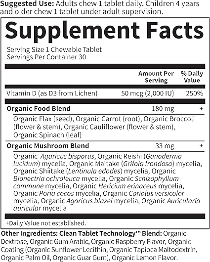 Organics D3 Chewables Raspberry Lemon by Garden of Life