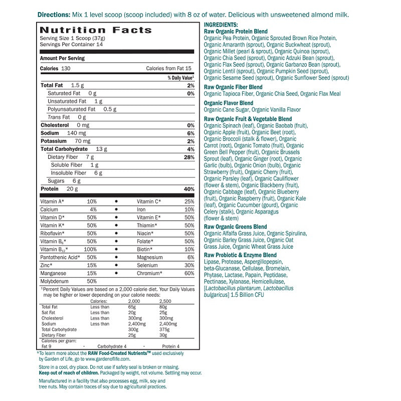 RAW Meal Lightly Sweet 1lb by Garden of Life