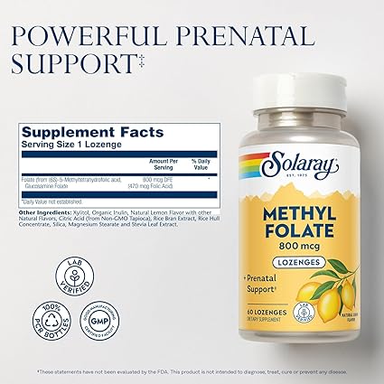 Methyl Folate 1,000mcg 60 Lozenges Lemon by Solaray