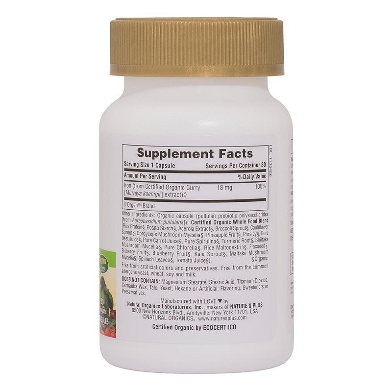 Source of Life Garden Iron 18mg 30VegCaps by NaturesPlus