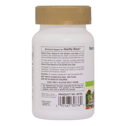 Source of Life Garden Iron 18mg 30VegCaps by NaturesPlus