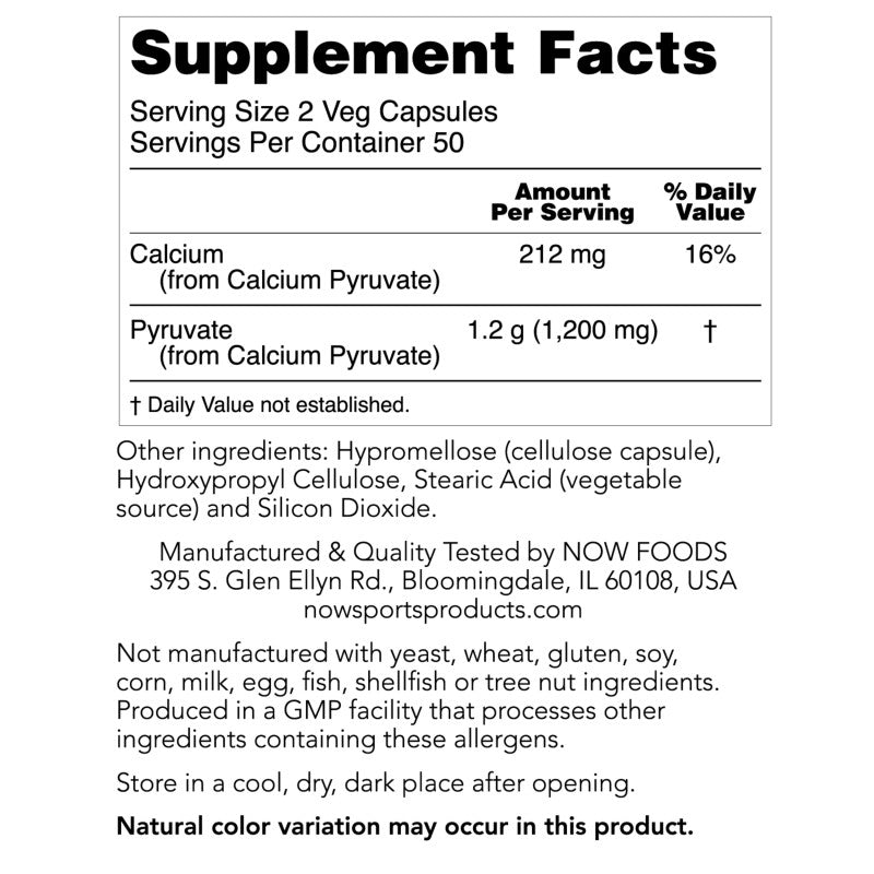 Pyruvate 600mg 100VegCaps by Now