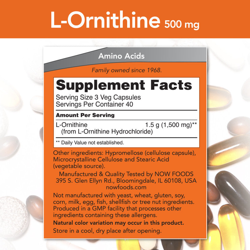 L-Ornithine 500mg 120VegCaps by Now